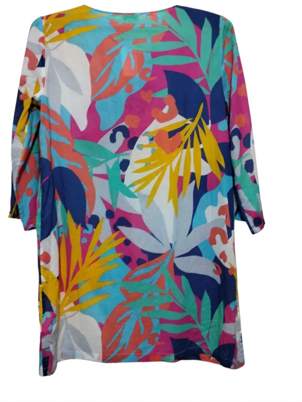 J. CREW Multi-color Long Sleeve Cover Up Tunic Women's M Tropical Beach Coastal‎